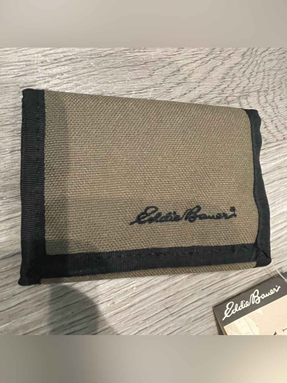 Eddie Bauer Nylon Hook & Loop Closure Wallet Brown Tan Black Trim NWT